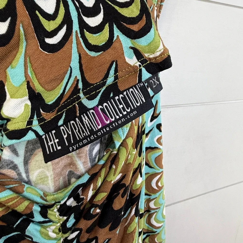 The‎ Pyramid Collection Maxi Dress Women 2X PEACOCK Sleeveless RESORT VACATION